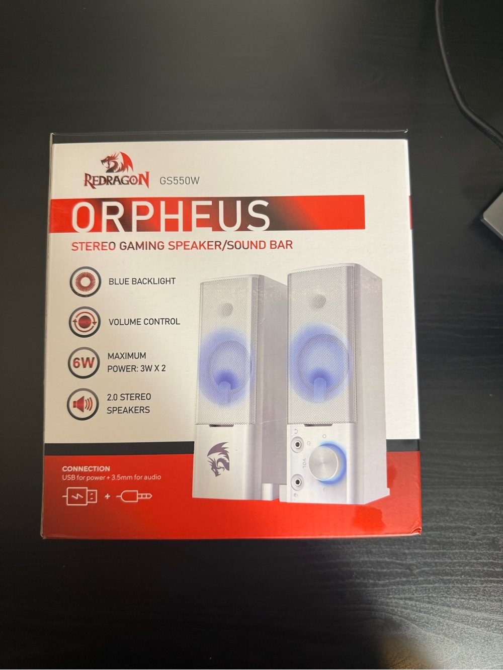 Redragon Orpheus White Stereo Gaming Speakers - Blue Backlight